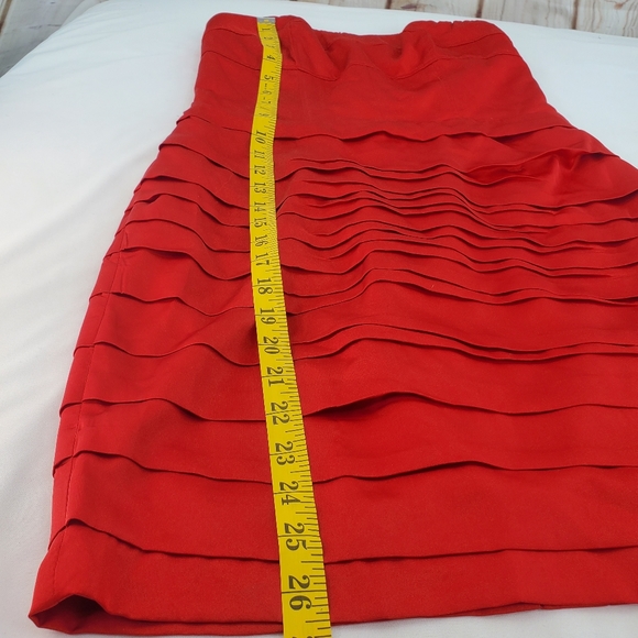 Express Red Strapless Ruffled Size 4 Dress - Picture 13 of 16